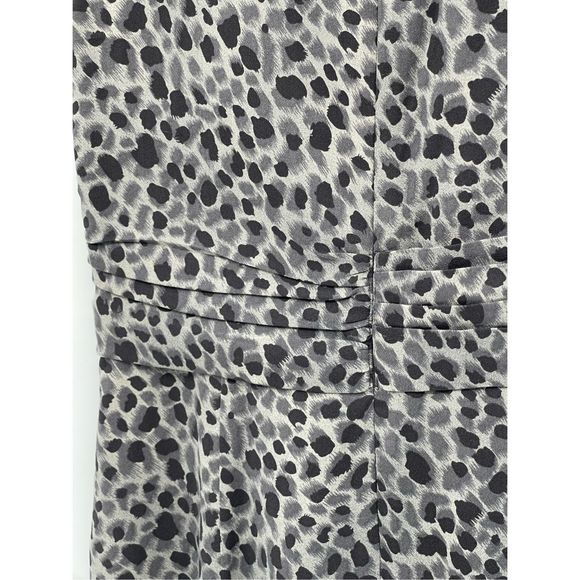 Ann Taylor Dress Silk Women Size 4 Gray Sleeveless Leopard Animal Print Cheetah - Picture 10 of 16